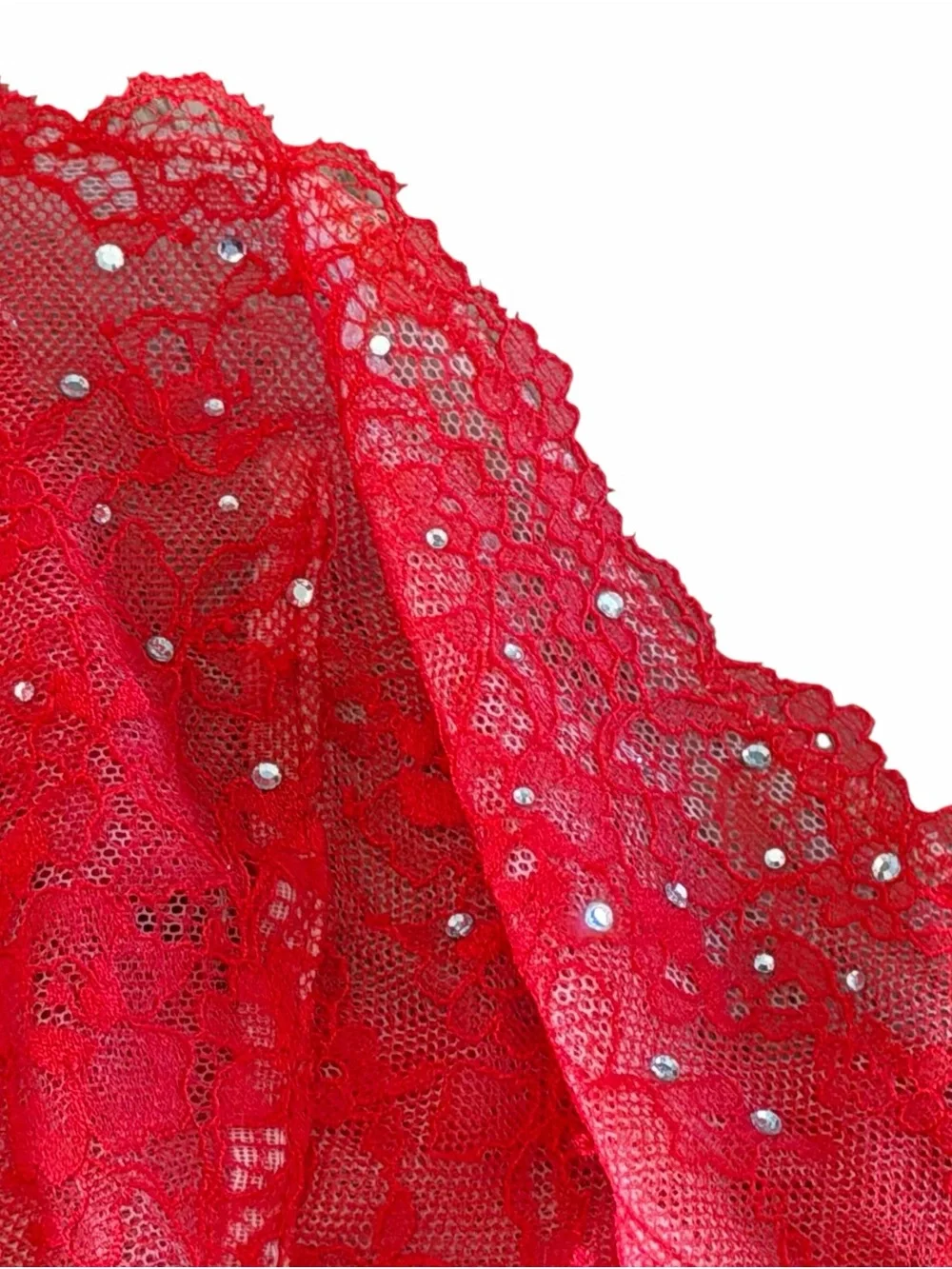 Victoria's Secret Red Lace Sequin Unlined Demi Underwire Bra